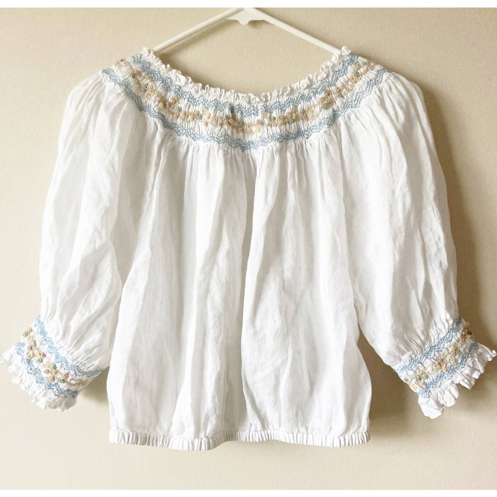 DOEN Alpine Top in Salt Smocked M RARE - Picture 6 of 8